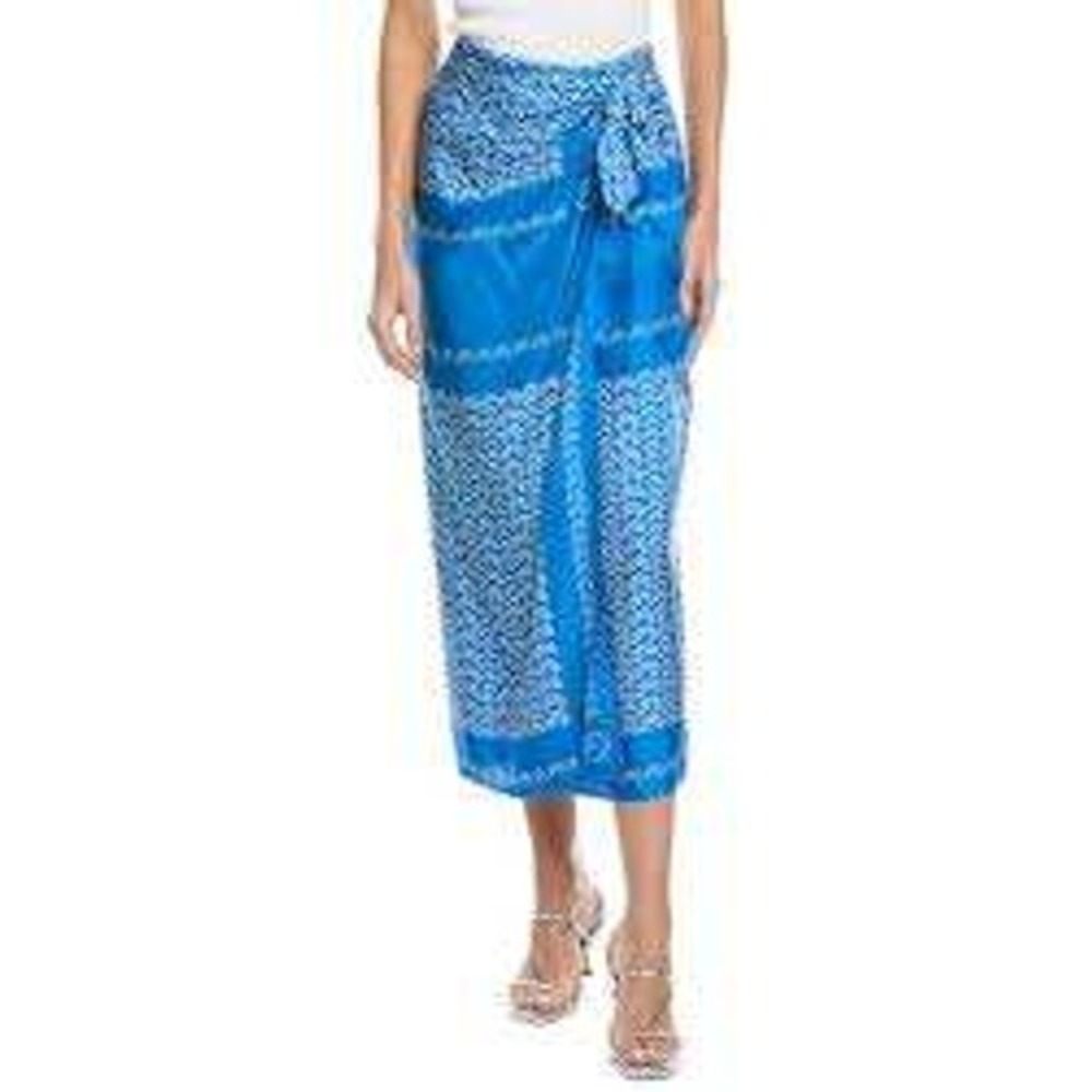 Toccin Madison Sarong Skirt Azure Scarf Print Blue White Midi O-Ring size 6